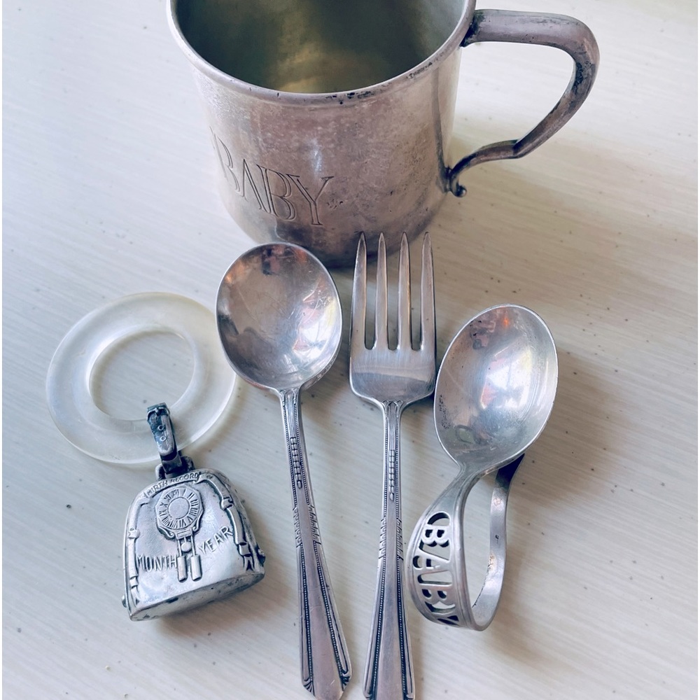 Holmes & Edward vintage baby spoon and fork set Sterling